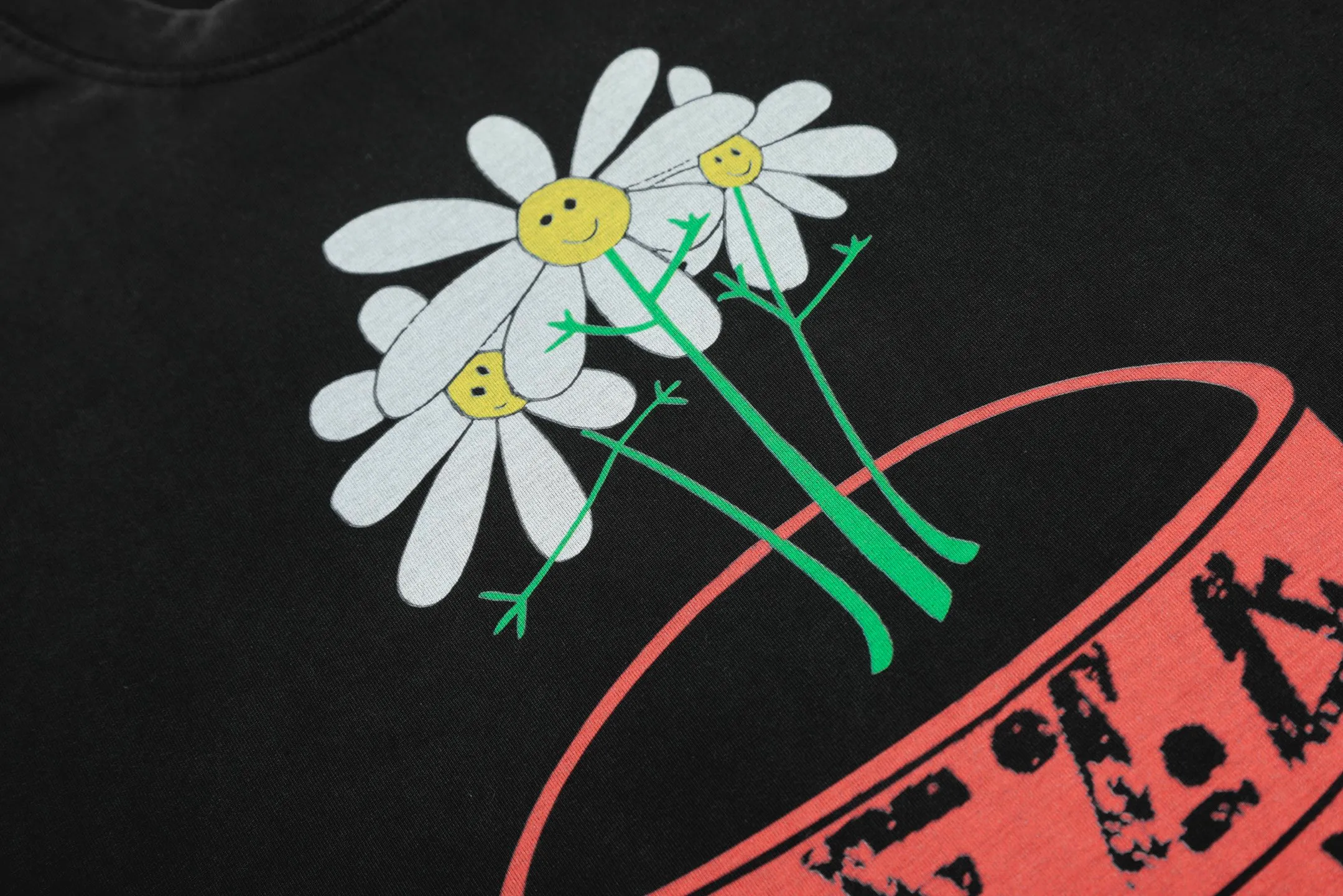 VT9247 P140💰 SAINT Michael "Potted Plant" punk style printed retro washed distressed short-sleeved T-shirt Small neckline design White ink digital direct printing High street retro heavy distressed washed Vintage short sleeves Size: S M L XL